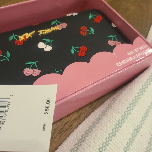 NWT! Betsey Johnson Black Wallet with Cherry Embroidery - Picture 2 of 4